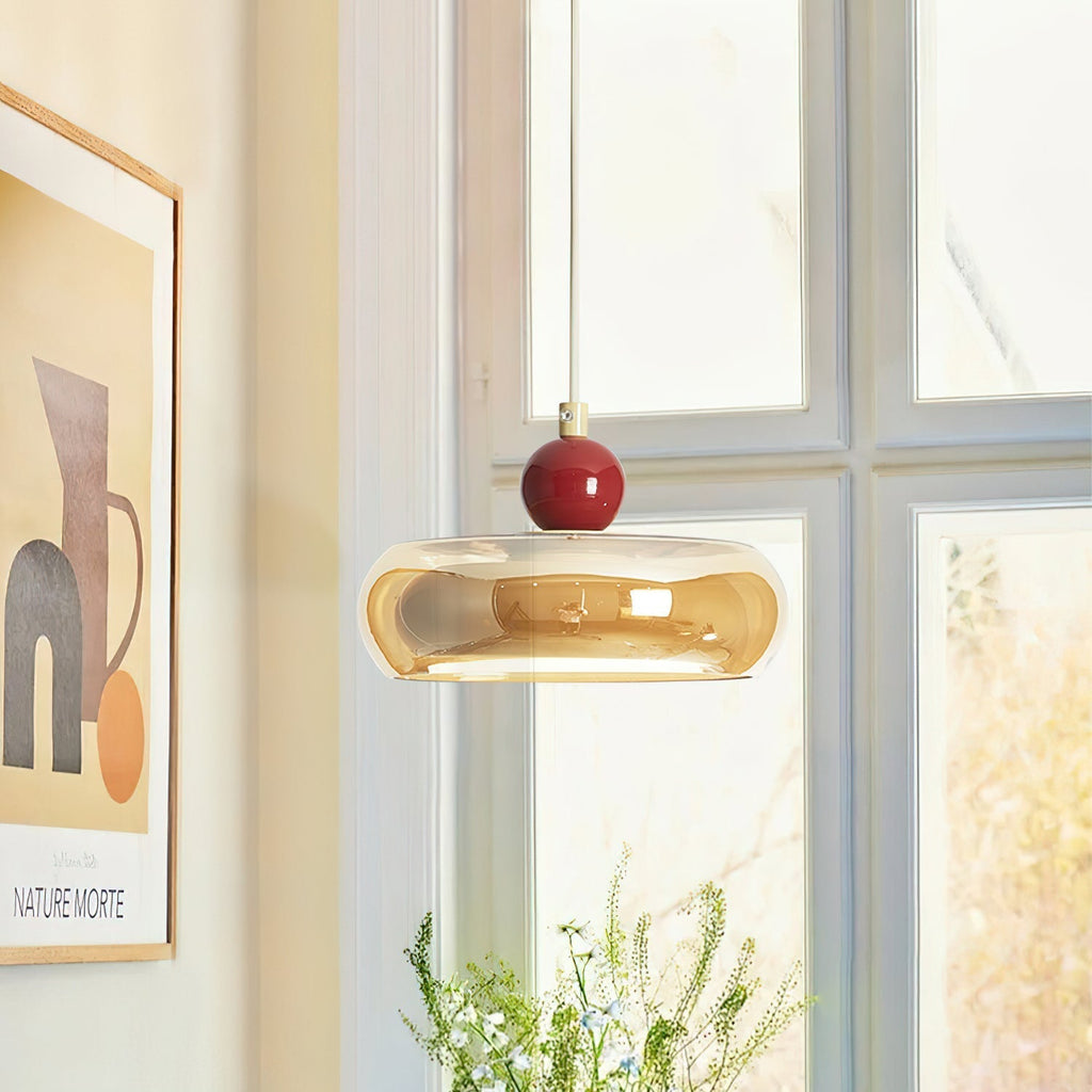 Lampada a sospensione Notelis – Vetro – Cognac – regolabile – design moderno