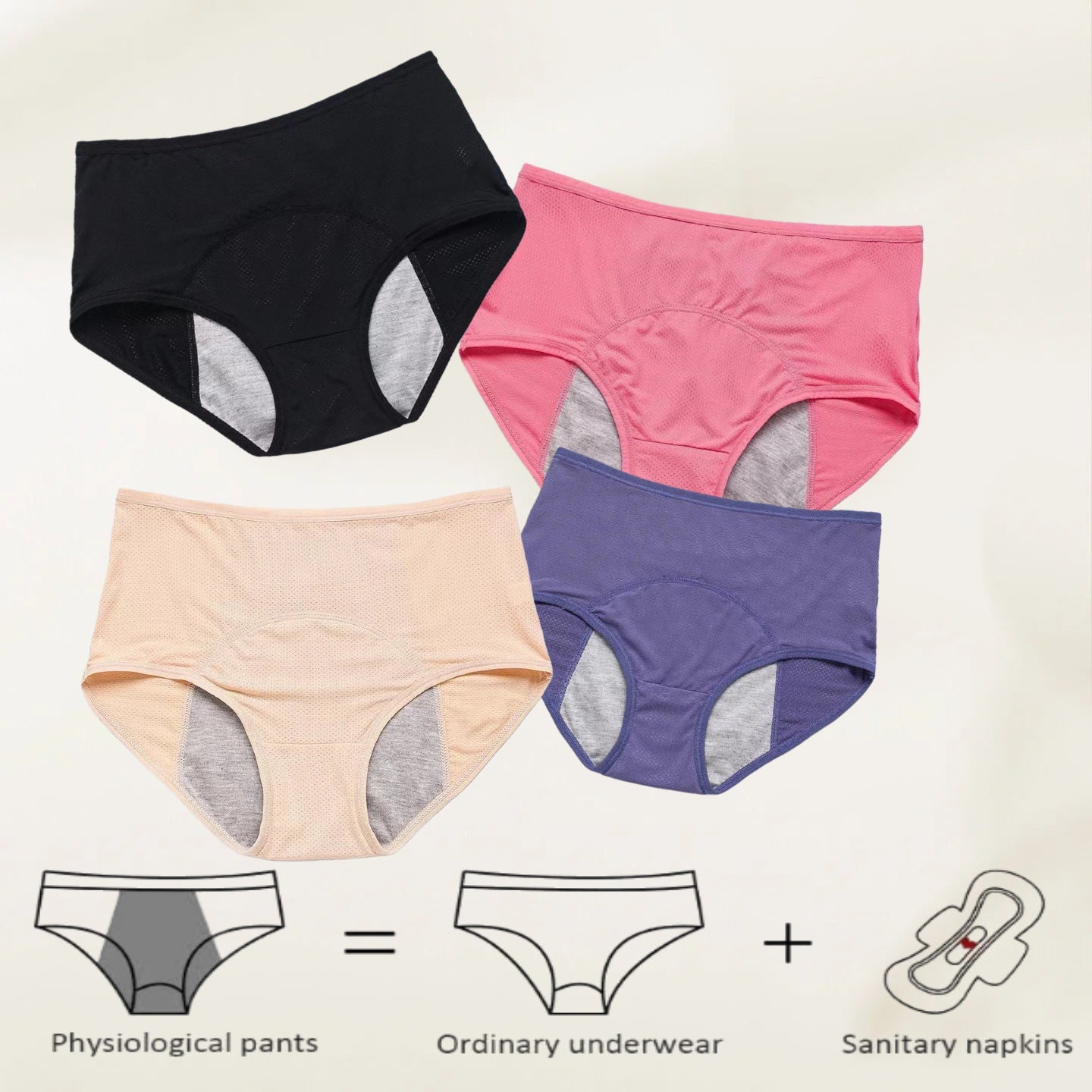 Mutandine Plus-Size Impermeabili con Vita Alta – Lingerie Riutilizzabile per Donne