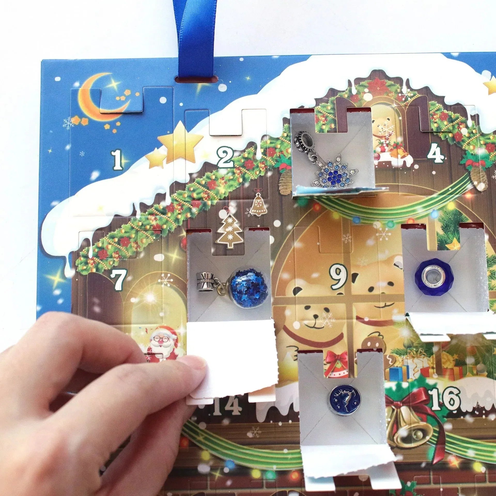 Set di gioielli dell'Avvento | Braccialetto di Natale fai-da-te con 24 ciondoli | Idea festiva per il conto alla rovescia