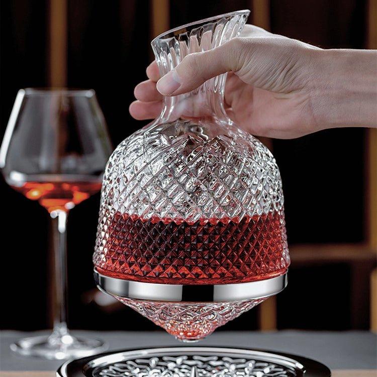 LuxeDecant Decanter per Vino | Rotazione a 360° | Vetro Cristallo Soffiato a Mano | Perfetta Aerazione & Design Elegante