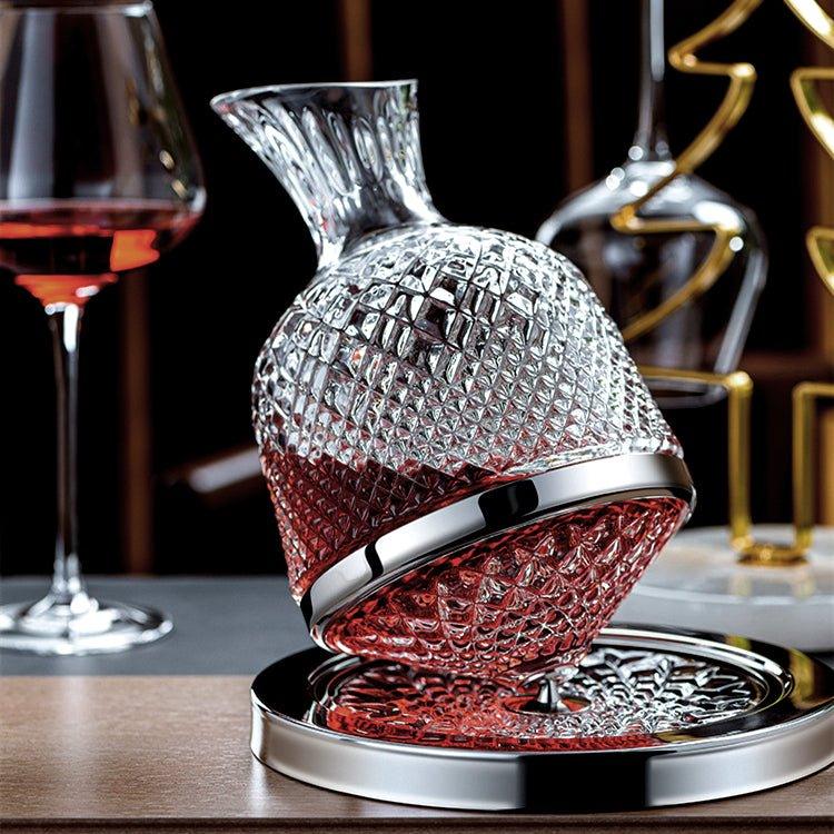 LuxeDecant Decanter per Vino | Rotazione a 360° | Vetro Cristallo Soffiato a Mano | Perfetta Aerazione & Design Elegante