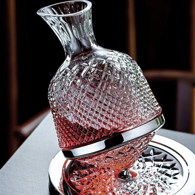 LuxeDecant Decanter per Vino | Rotazione a 360° | Vetro Cristallo Soffiato a Mano | Perfetta Aerazione & Design Elegante