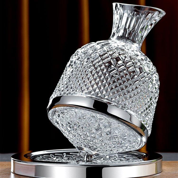 LuxeDecant Decanter per Vino | Rotazione a 360° | Vetro Cristallo Soffiato a Mano | Perfetta Aerazione & Design Elegante
