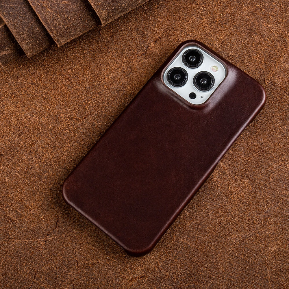 Brehn | Custodia in Vera Pelle con Cera d'Olio per Apple iPhone