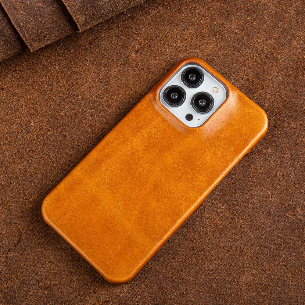Brehn | Custodia in Vera Pelle con Cera d'Olio per Apple iPhone