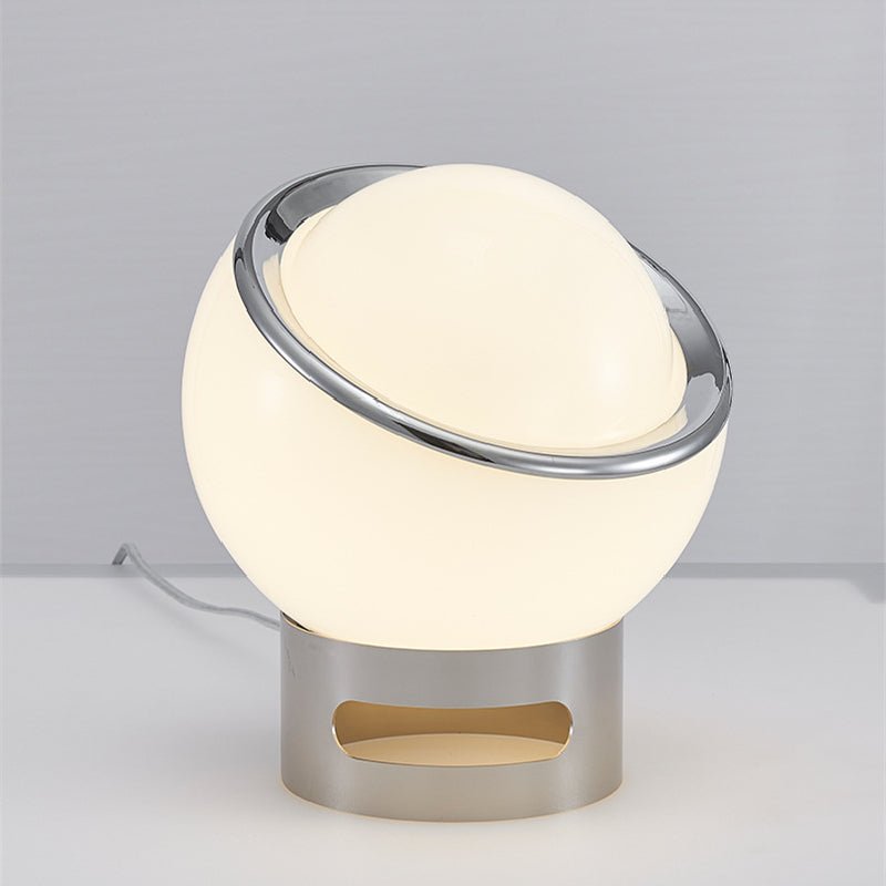 Lampada da tavolo Opal – Vetro & Acciaio Inossidabile – Bianco – Ø22 cm – Design moderno per la comodità