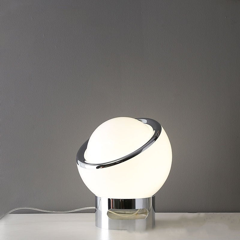 Lampada da tavolo Opal – Vetro & Acciaio Inossidabile – Bianco – Ø22 cm – Design moderno per la comodità