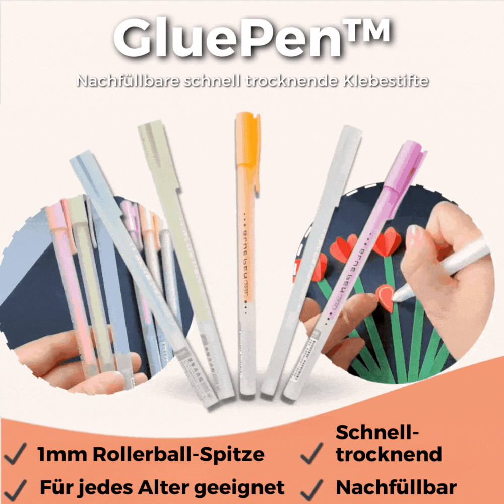 3+3 GRATIS | GluePen | Ricaricabile & Senza gocce | Punta a sfera per un fai-da-te pulito