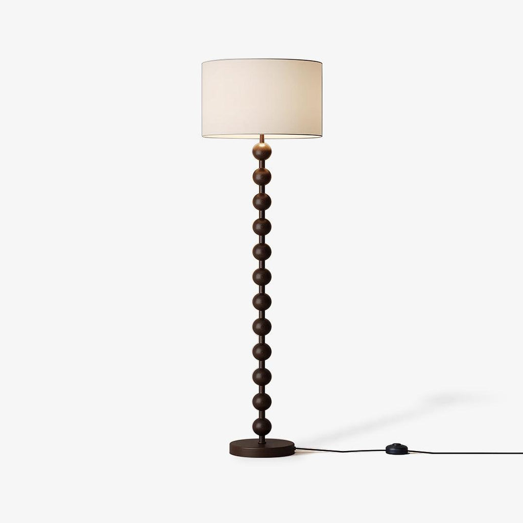 Lampada da terra Osvira – Noce e legno di frassino – Bianco – 160 cm – Lampada LED moderna per il soggiorno