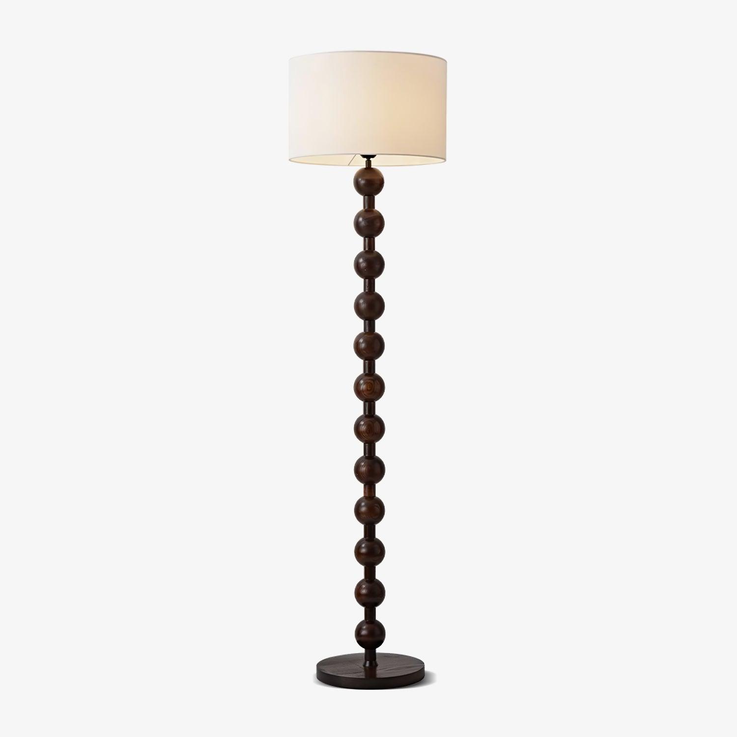 Lampada da terra Osvira – Noce e legno di frassino – Bianco – 160 cm – Lampada LED moderna per il soggiorno