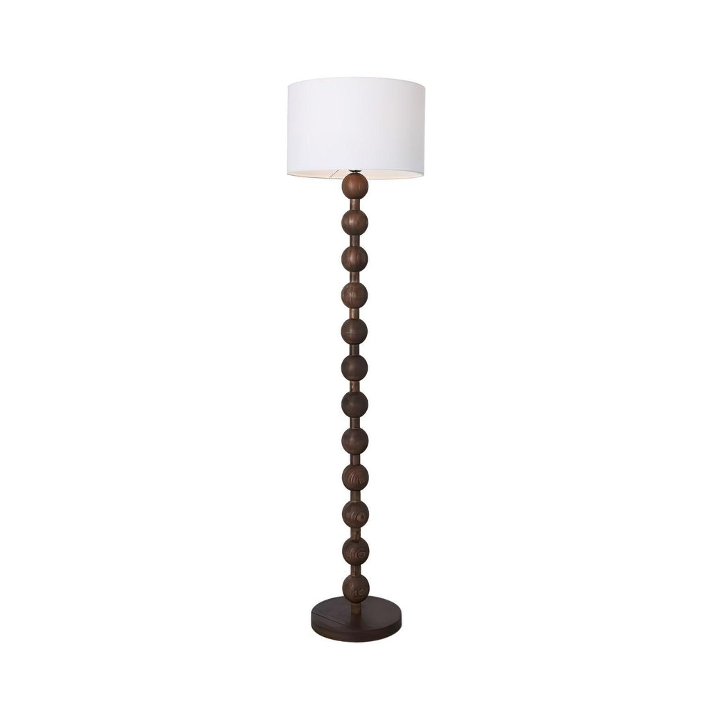 Lampada da terra Osvira – Noce e legno di frassino – Bianco – 160 cm – Lampada LED moderna per il soggiorno