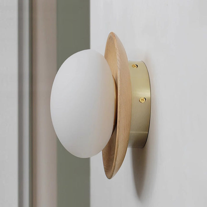 Ozon Lampada da Parete in Legno – Legno – Naturale – Ø 30 cm – Minimalista