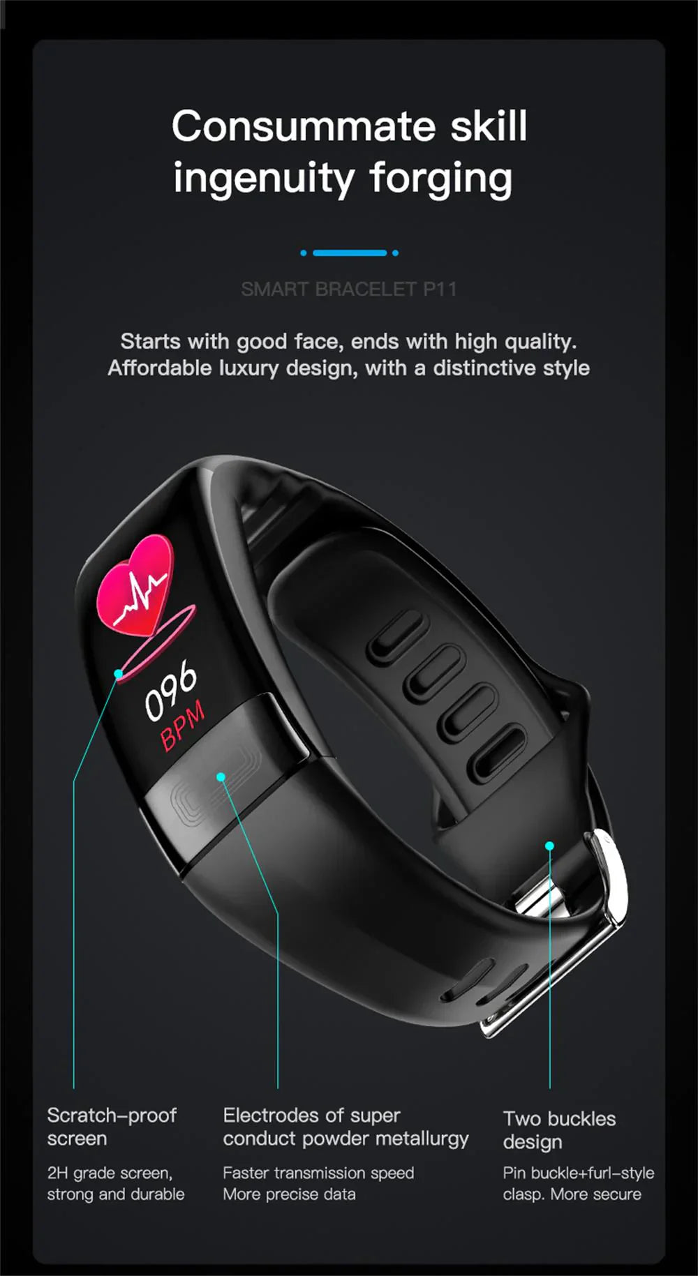 VitaPulse Band Tracker per Pressione Sanguigna e Sonno