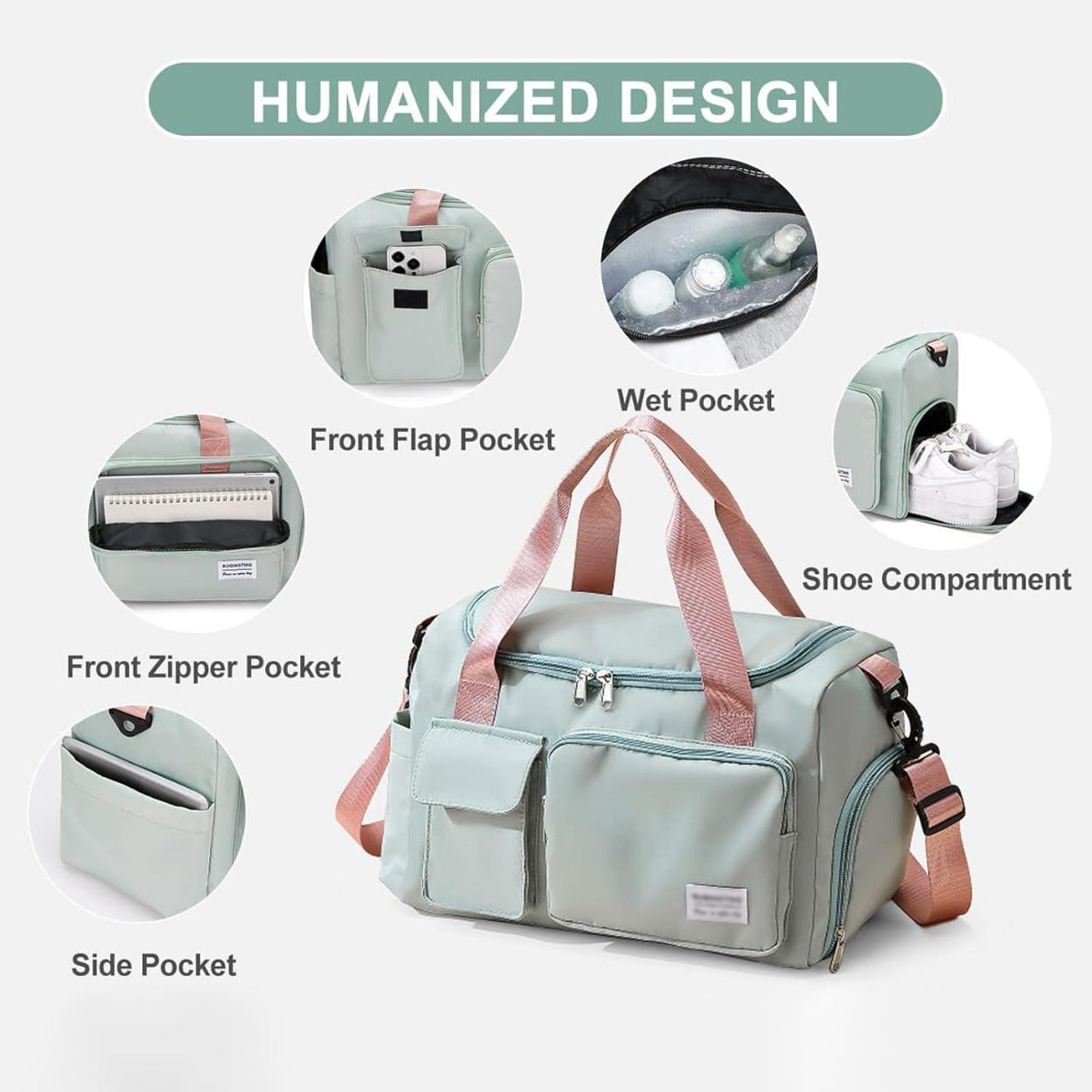 Borsa da viaggio Multi-Tasche, Duffle sportiva e da ginnastica con scomparto separato per le scarpe