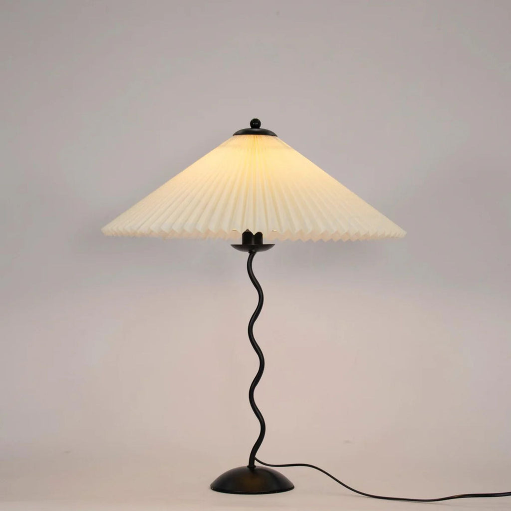 Lampada da tavolo Pavon – Metallo & Tessuto – Nero, Beige, Bianco, Verde Scuro – Design Moderno