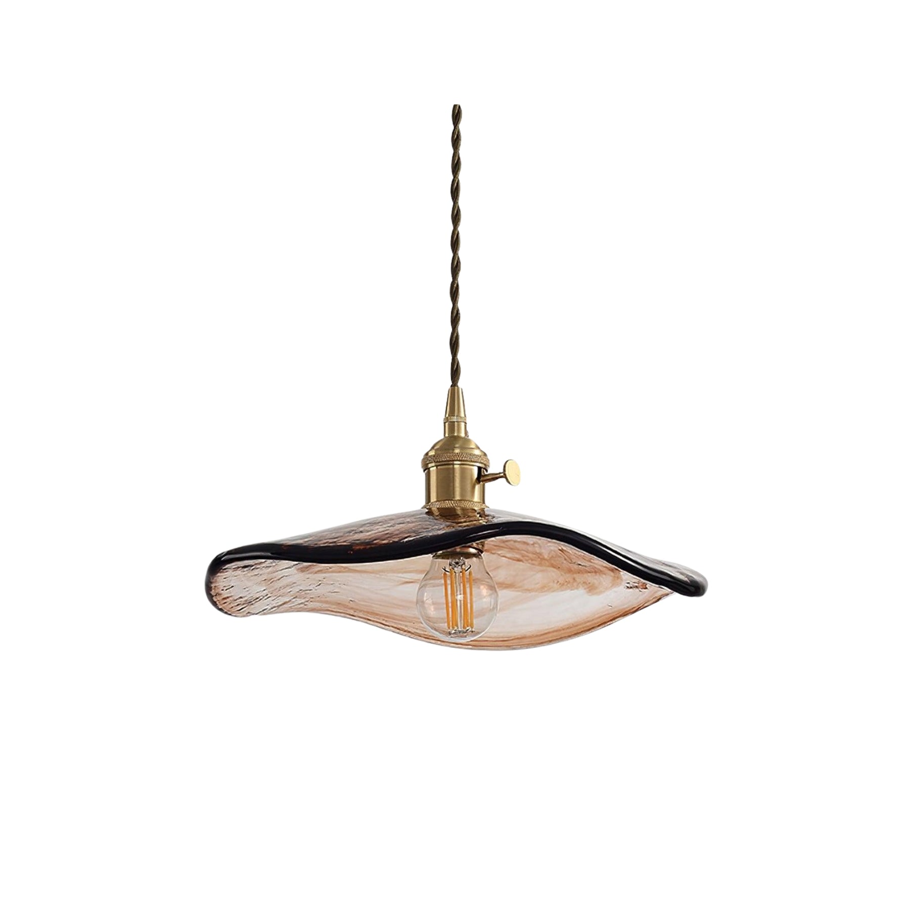 Pellezo Lampada a sospensione – Vetro – Marrone – Altezza regolabile – Design giocoso a petalo per sala da pranzo e soggiorno