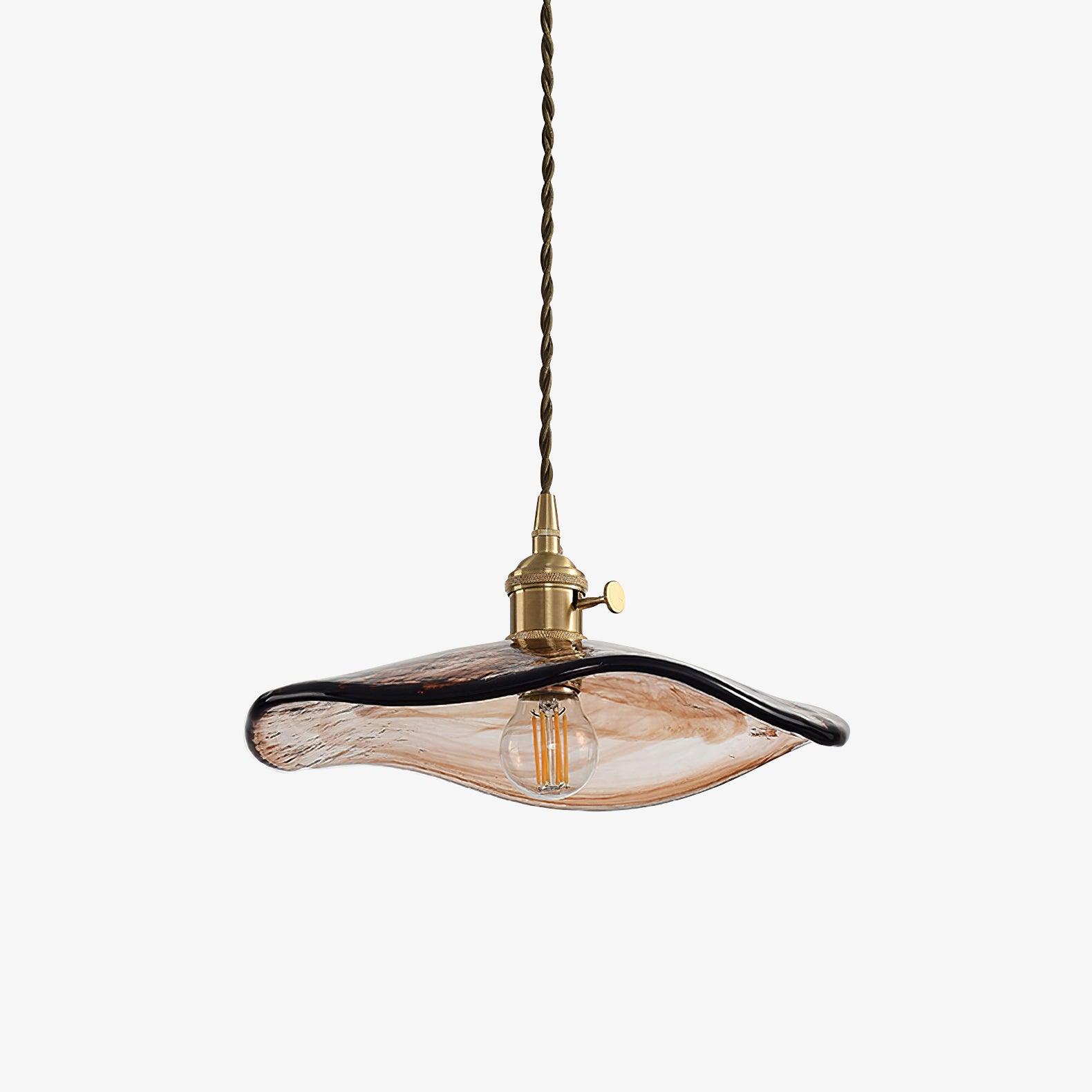 Pellezo Lampada a sospensione – Vetro – Marrone – Altezza regolabile – Design giocoso a petalo per sala da pranzo e soggiorno