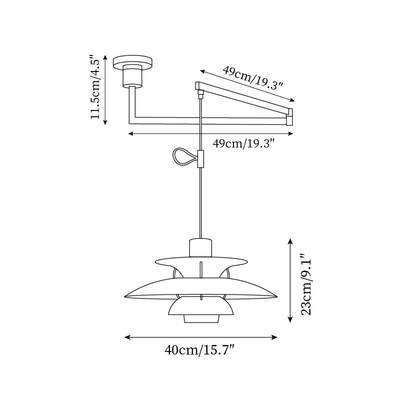 Lampada a sospensione – Alluminio & Ottone – Nero – Ø 30 cm – Regolabile per sala da pranzo e soggiorno
