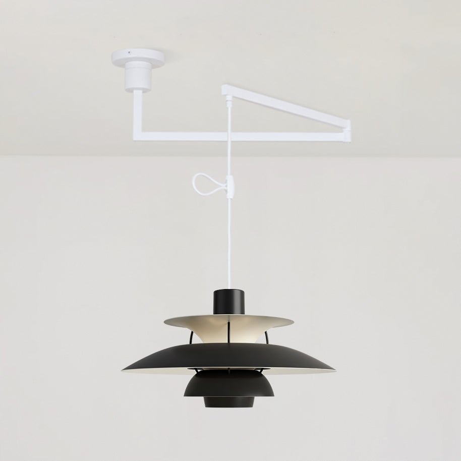 Lampada a sospensione – Alluminio & Ottone – Nero – Ø 30 cm – Regolabile per sala da pranzo e soggiorno