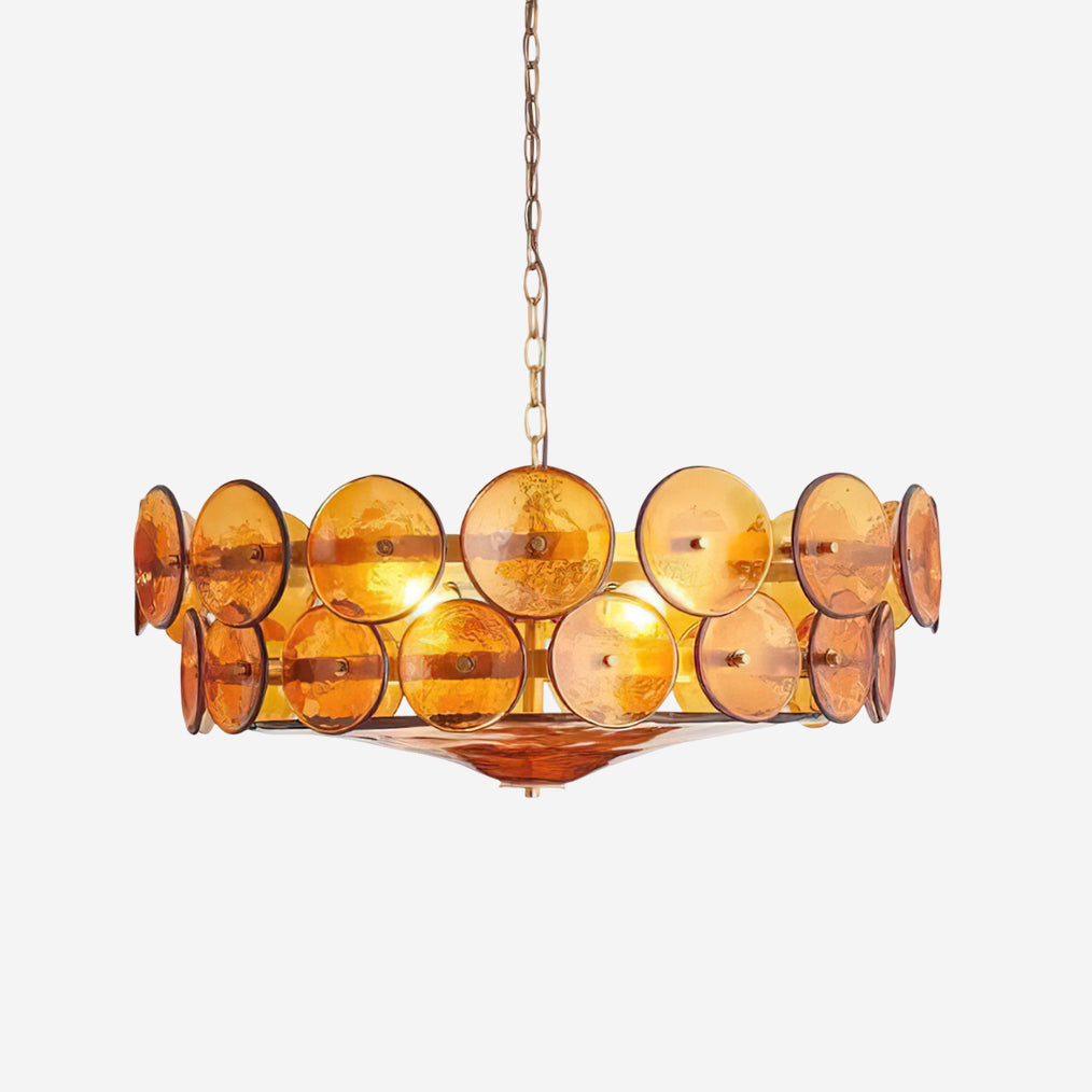 Lampada a sospensione – Vetro artigianale – Ambra/Verde/Bianco/Arancione – Ø40 cm – Eleganti accenti luminosi per sala da pranzo e soggiorno
