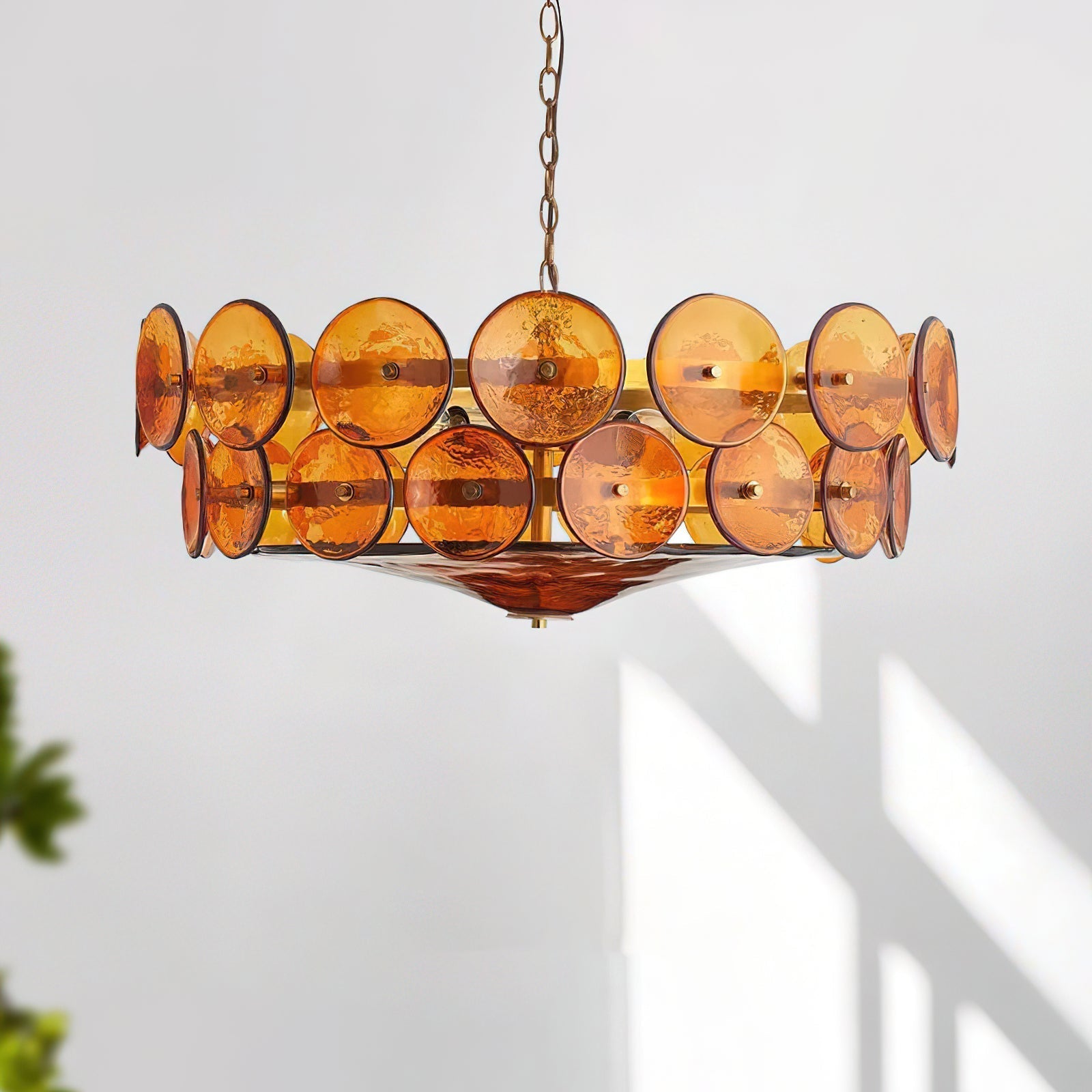 Lampada a sospensione – Vetro artigianale – Ambra/Verde/Bianco/Arancione – Ø40 cm – Eleganti accenti luminosi per sala da pranzo e soggiorno