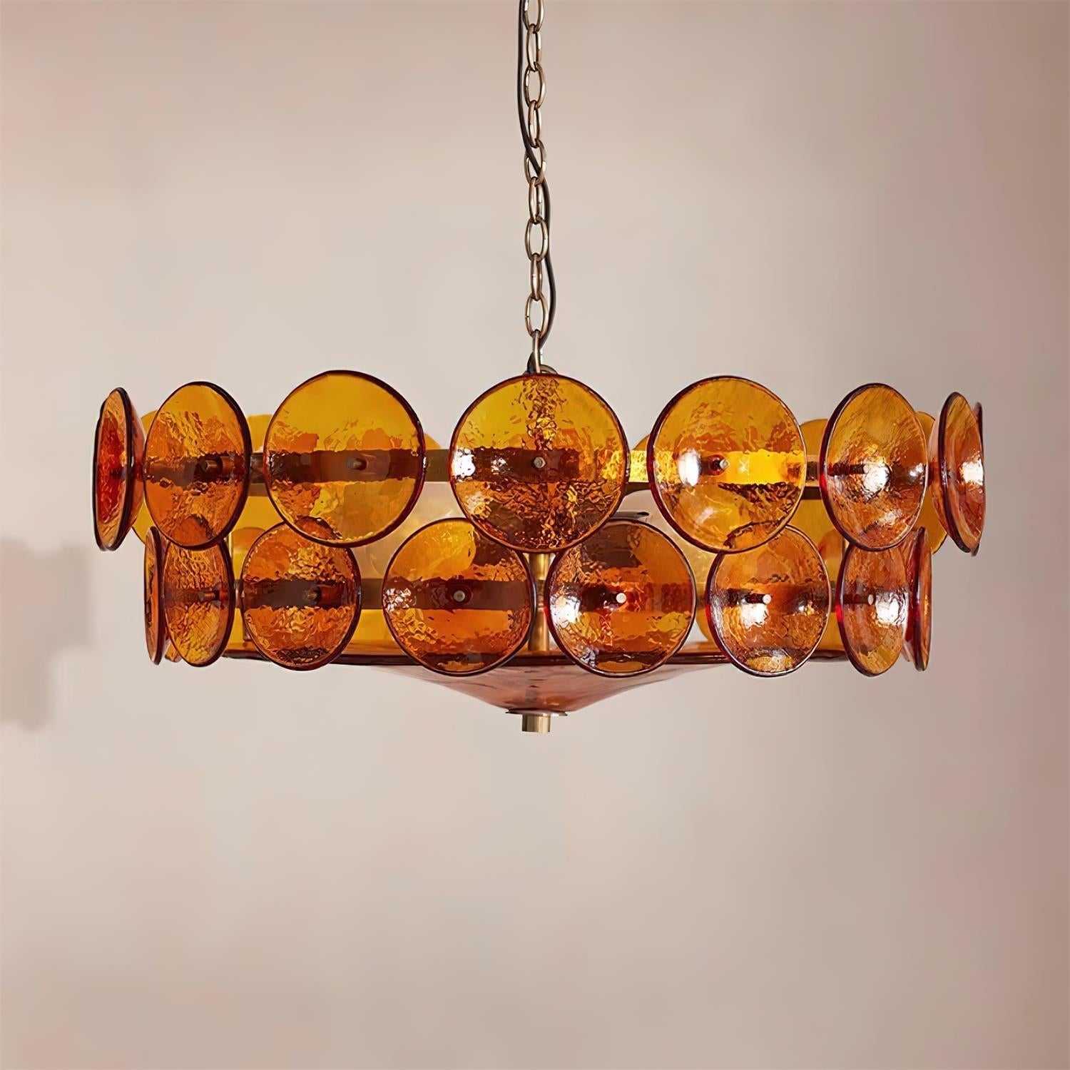 Lampada a sospensione – Vetro artigianale – Ambra/Verde/Bianco/Arancione – Ø40 cm – Eleganti accenti luminosi per sala da pranzo e soggiorno