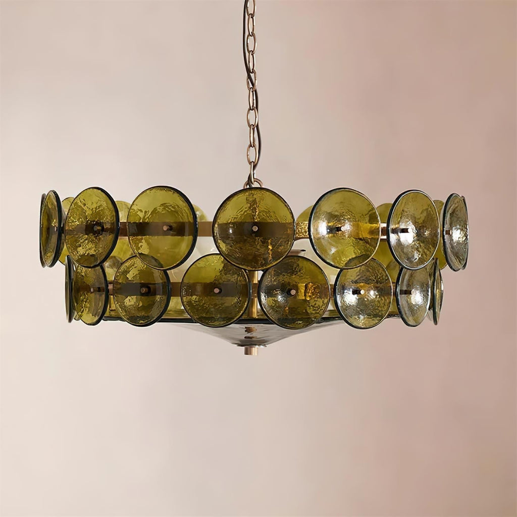 Lampada a sospensione – Vetro artigianale – Ambra/Verde/Bianco/Arancione – Ø40 cm – Eleganti accenti luminosi per sala da pranzo e soggiorno
