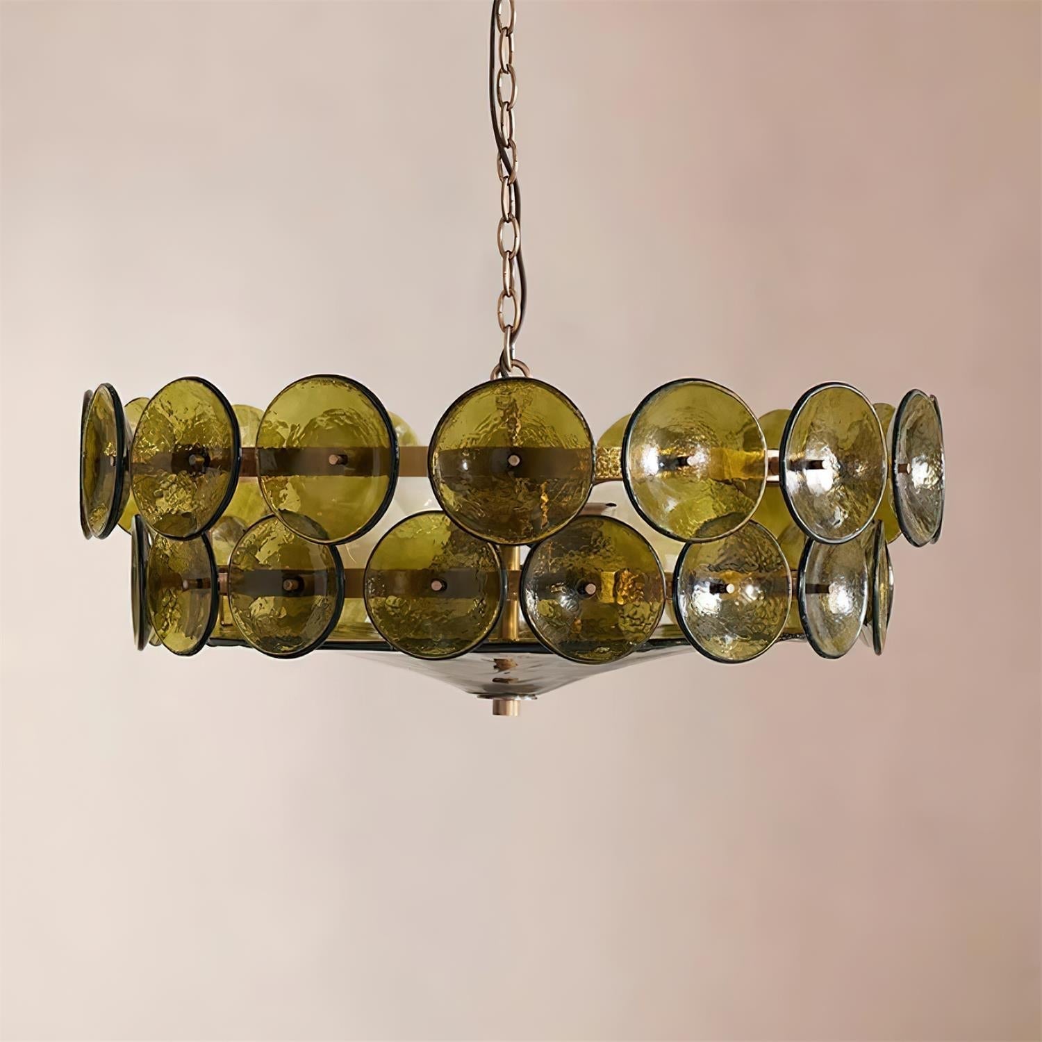 Lampada a sospensione – Vetro artigianale – Ambra/Verde/Bianco/Arancione – Ø40 cm – Eleganti accenti luminosi per sala da pranzo e soggiorno