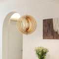 Lampadario – Legno – Naturale – Ø40 cm – Moderno Dimmabile per Sala da Pranzo e Soggiorno