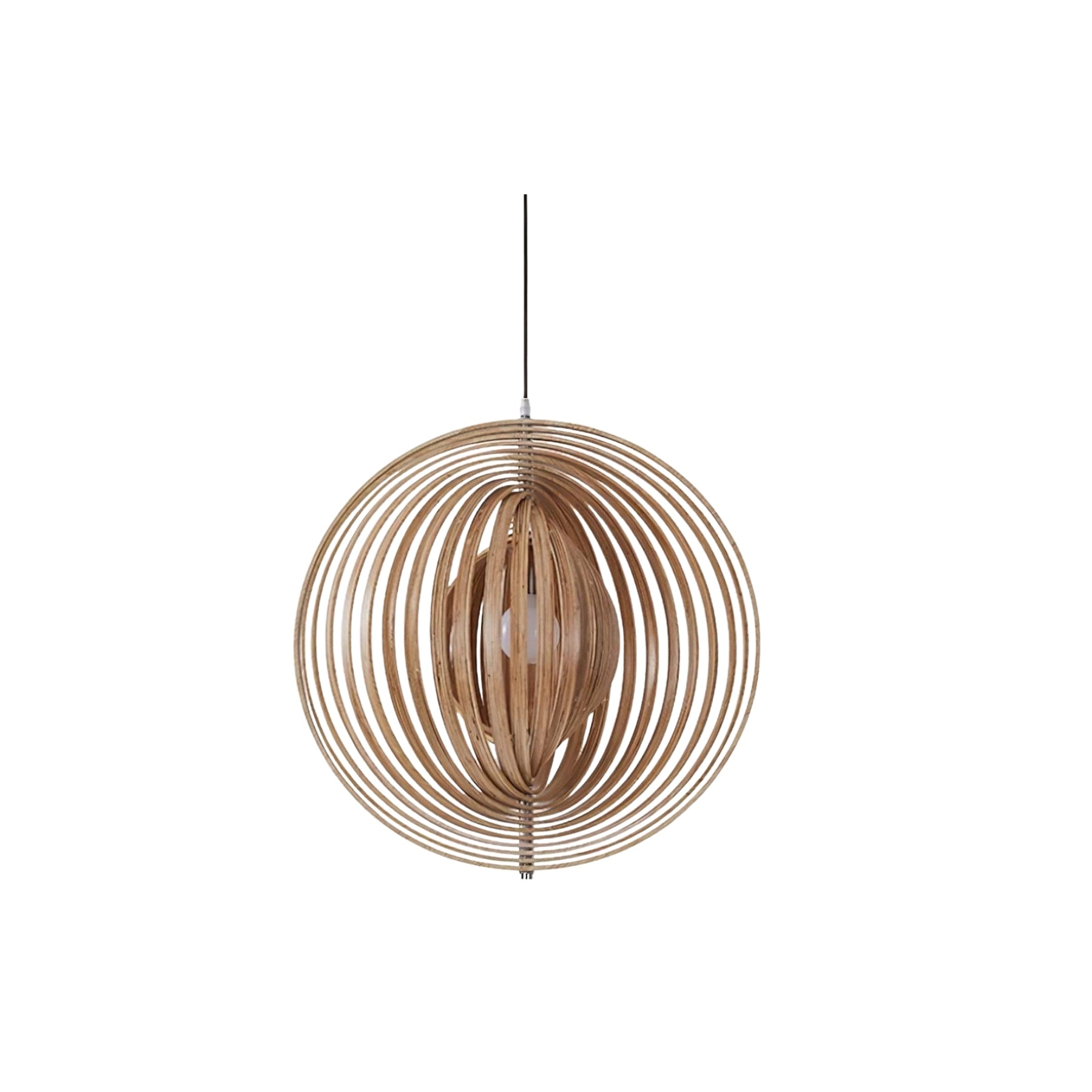 Lampadario – Legno – Naturale – Ø40 cm – Moderno Dimmabile per Sala da Pranzo e Soggiorno