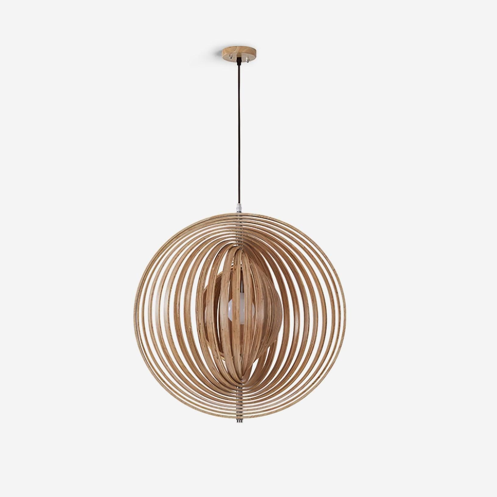 Lampadario – Legno – Naturale – Ø40 cm – Moderno Dimmabile per Sala da Pranzo e Soggiorno