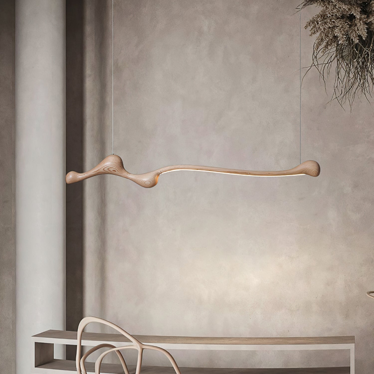 Lampada a sospensione – Legno – Colori naturali – Design moderno – Fatto a mano, Illuminazione LED ad alta efficienza energetica