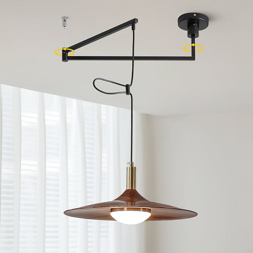 Lampada a sospensione – Metallo – Nero – Ø 40 cm – Minimalista con meccanismo del braccio regolabile