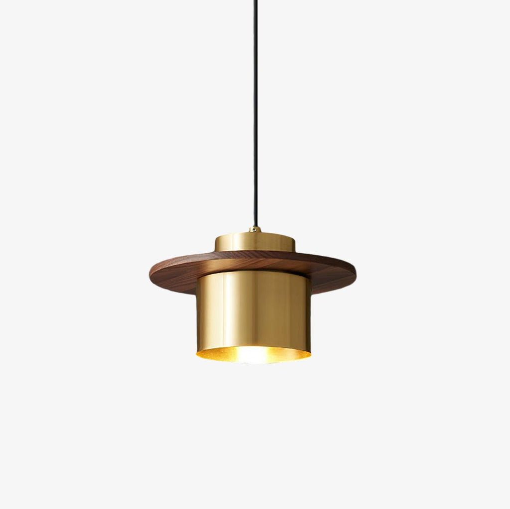 Lampada a sospensione – Legno di noce – Ottone/Nero – Altezza regolabile – Moderno-Elegante per la sala da pranzo
