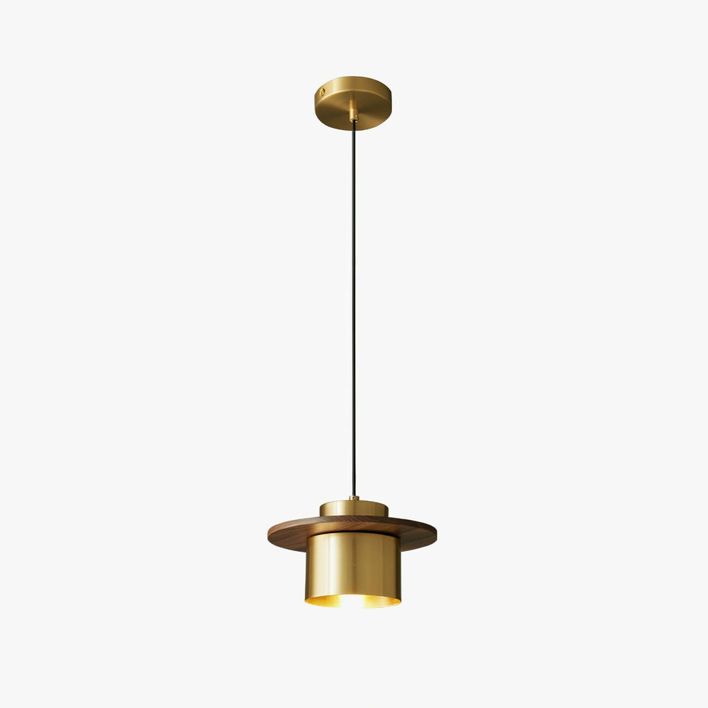 Lampada a sospensione – Legno di noce – Ottone/Nero – Altezza regolabile – Moderno-Elegante per la sala da pranzo