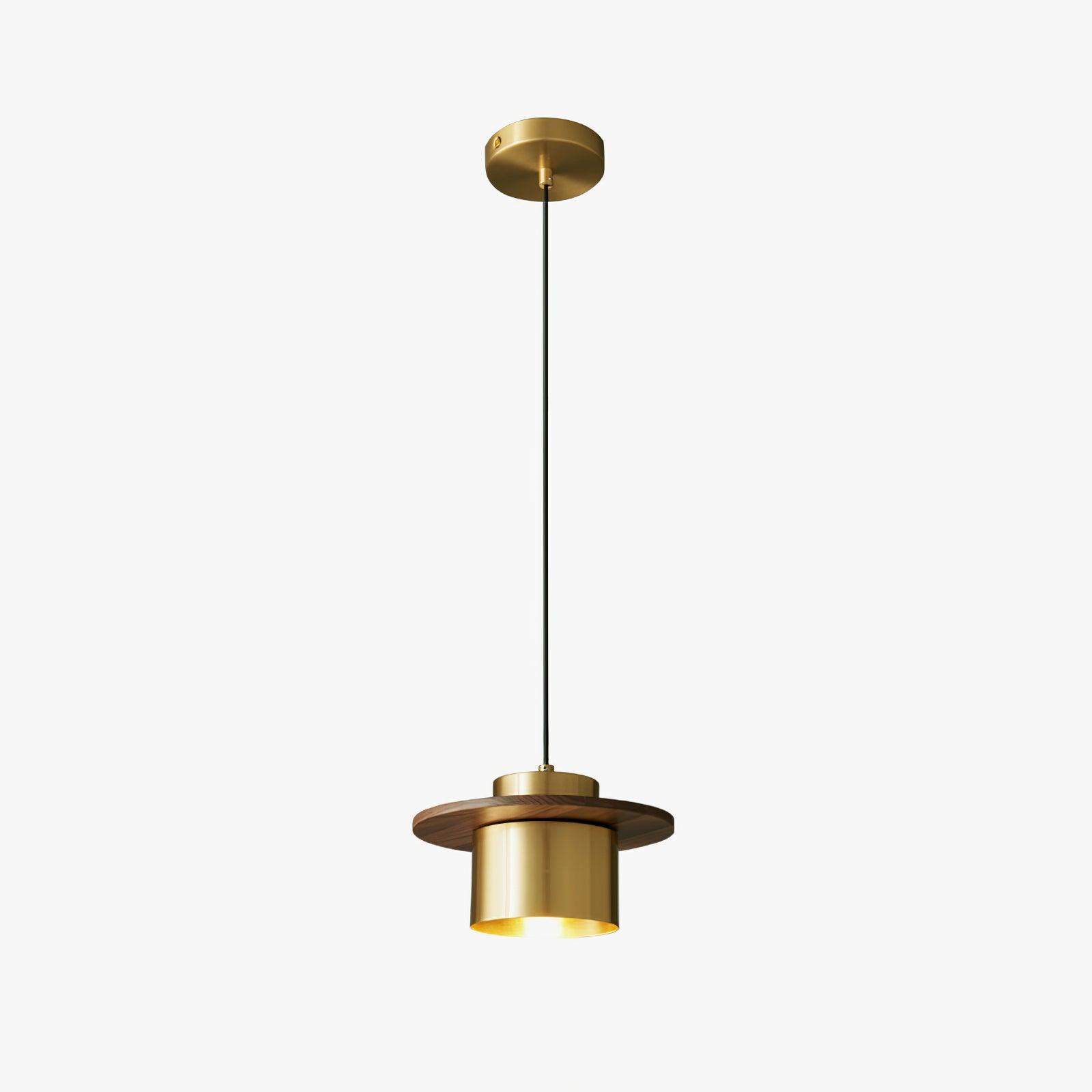 Lampada a sospensione – Legno di noce – Ottone/Nero – Altezza regolabile – Moderno-Elegante per la sala da pranzo