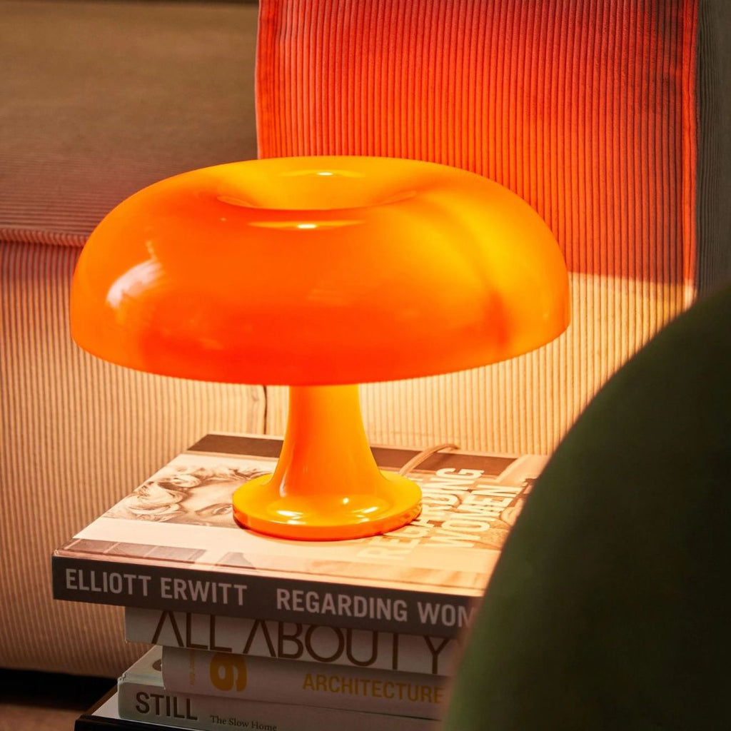 Lampada a fungo – Ferro & Vetro – Design Retro – 20×28 cm – Dimmerabile a 3 livelli, Lampada da tavolo LED per accenti stilosi