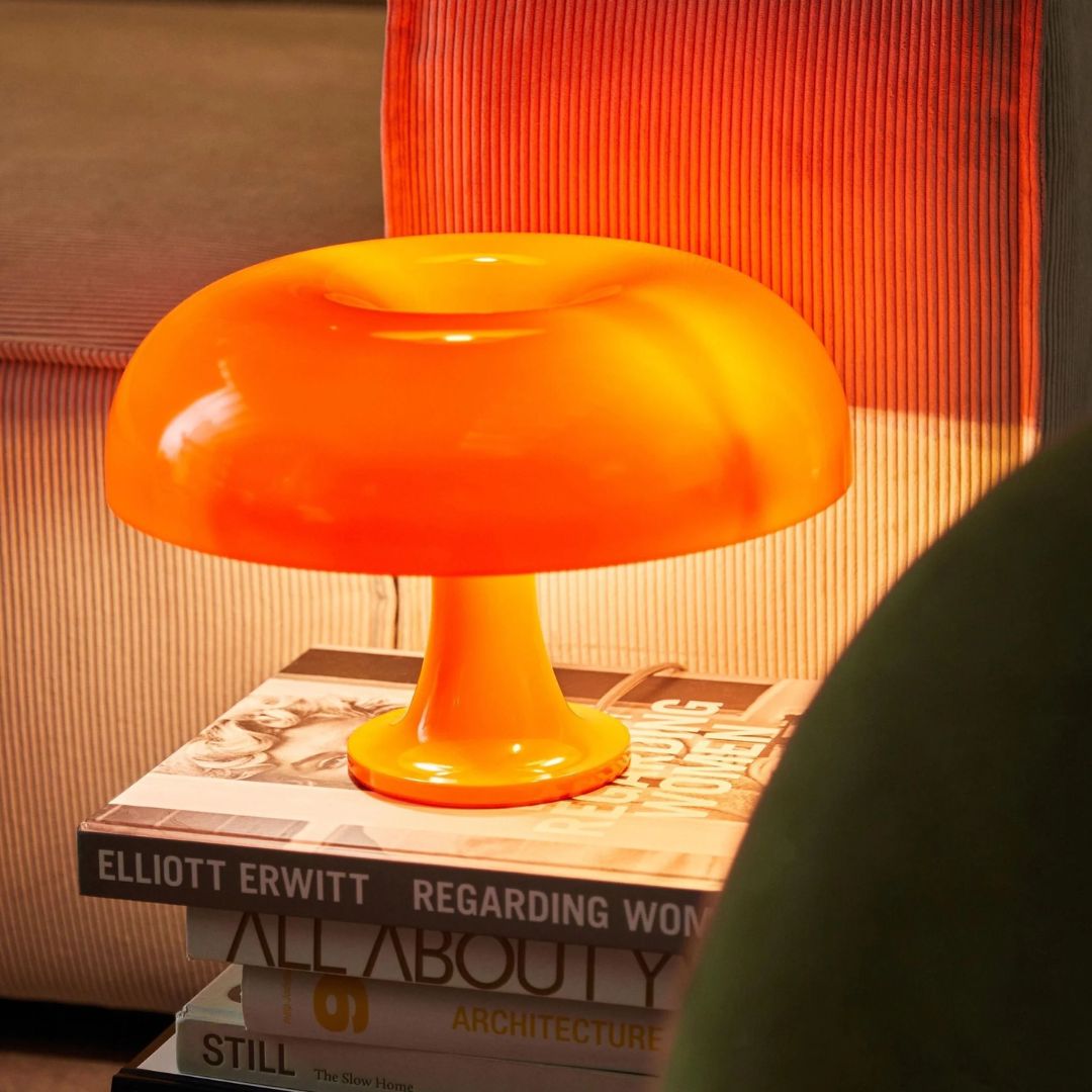 Lampada a fungo – Ferro & Vetro – Design Retro – 20×28 cm – Dimmerabile a 3 livelli, Lampada da tavolo LED per accenti stilosi