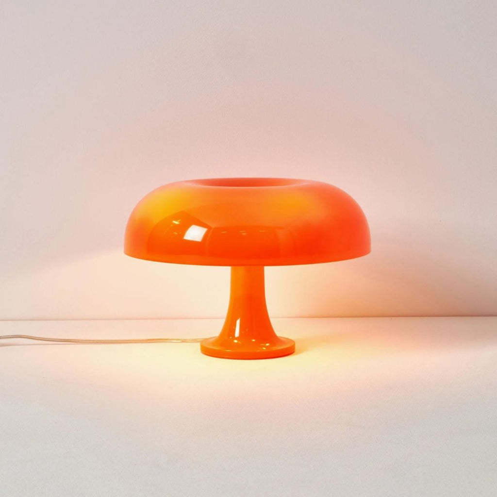 Lampada a fungo – Ferro & Vetro – Design Retro – 20×28 cm – Dimmerabile a 3 livelli, Lampada da tavolo LED per accenti stilosi