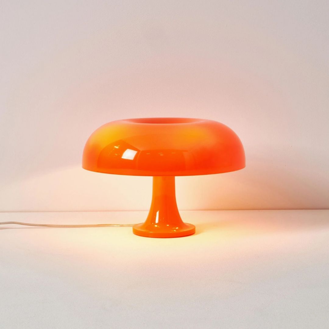 Lampada a fungo – Ferro & Vetro – Design Retro – 20×28 cm – Dimmerabile a 3 livelli, Lampada da tavolo LED per accenti stilosi