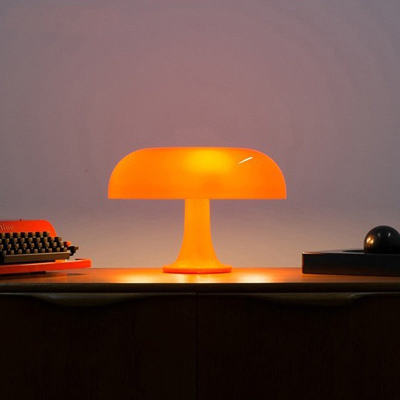 Lampada a fungo – Ferro & Vetro – Design Retro – 20×28 cm – Dimmerabile a 3 livelli, Lampada da tavolo LED per accenti stilosi