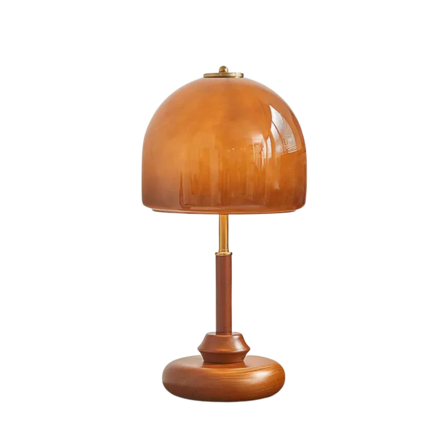 Lampada da Tavolo Pozzo – Copertura in Vetro – Noce – E26/E27 – Design Elegante