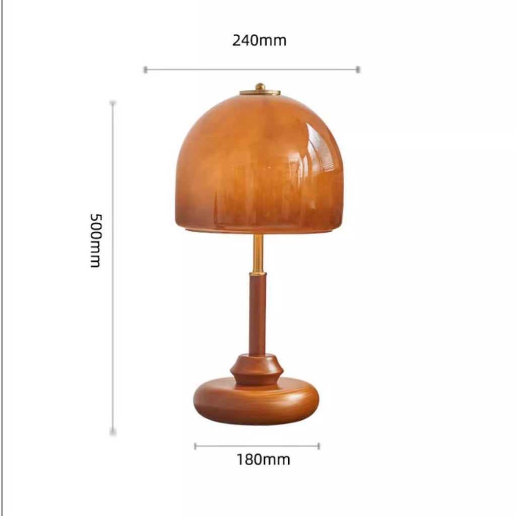 Lampada da Tavolo Pozzo – Copertura in Vetro – Noce – E26/E27 – Design Elegante