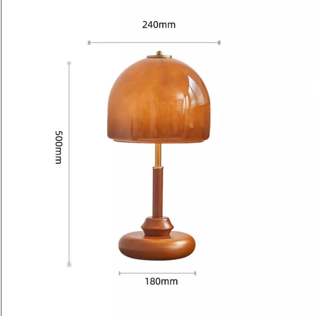 Lampada da Tavolo Pozzo – Copertura in Vetro – Noce – E26/E27 – Design Elegante