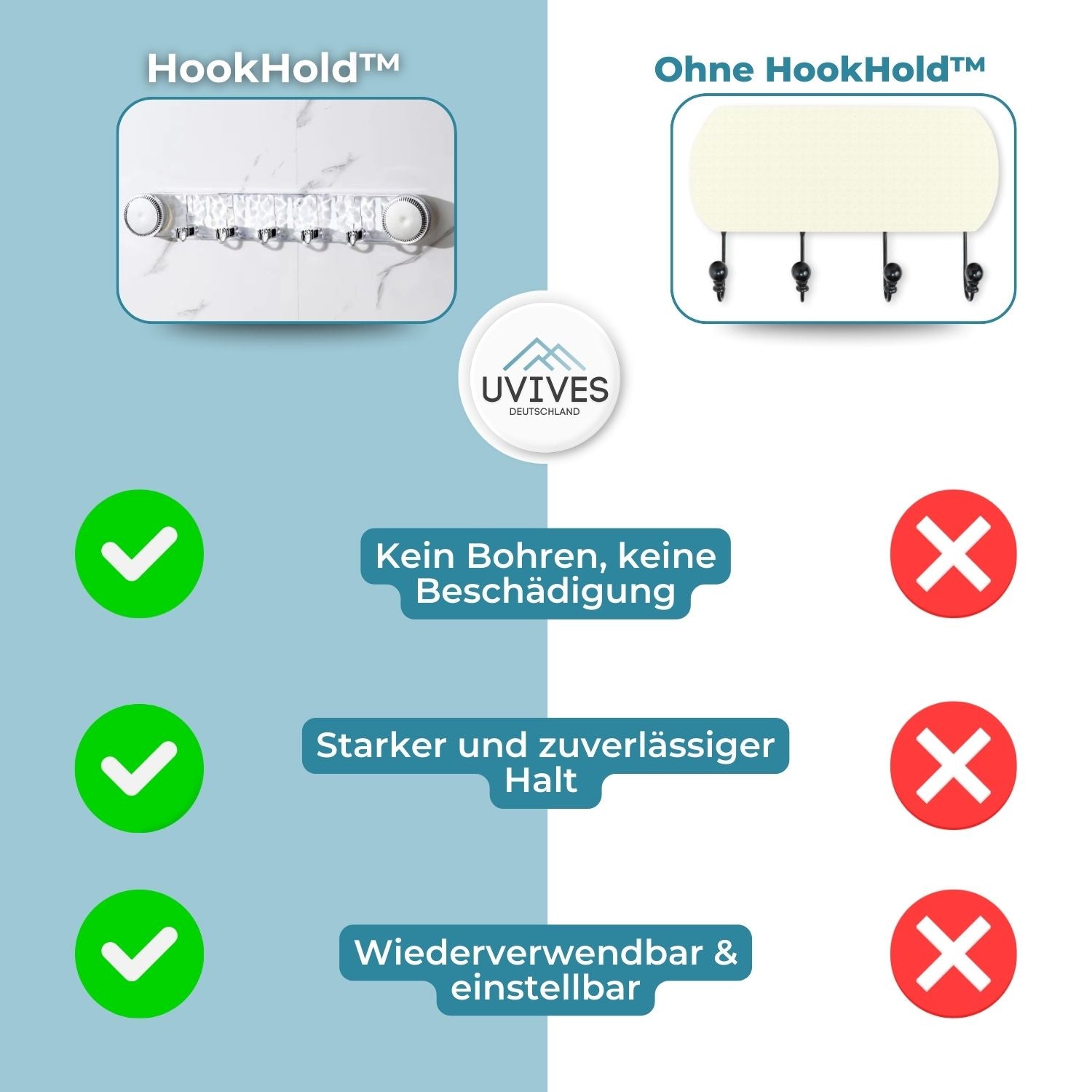 HookHold - Ganci a ventosa salvaspazio con design pieghevole regolabile