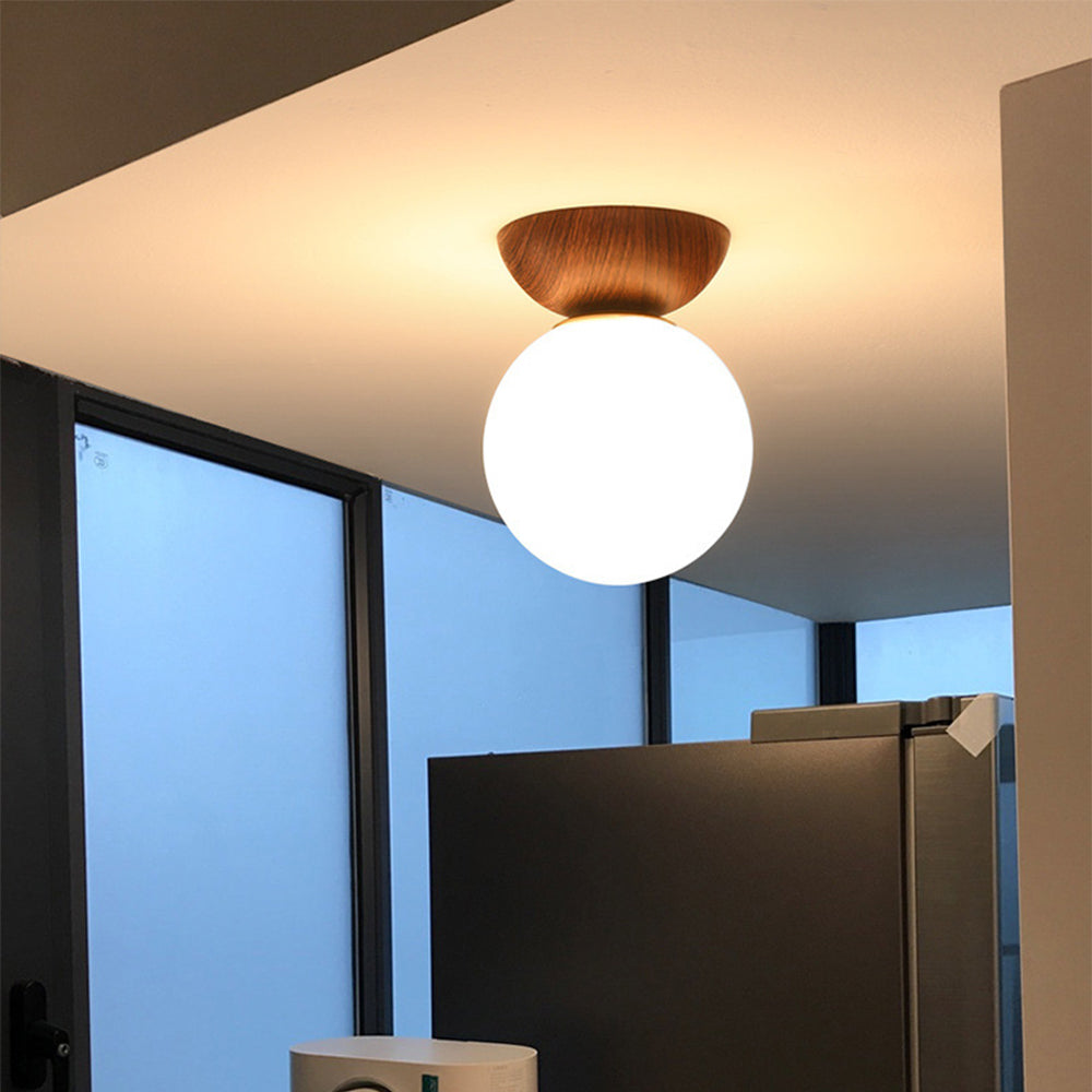 Lampada da soffitto Pundo – Vetro – Bianco – Ø16 cm – Minimalista