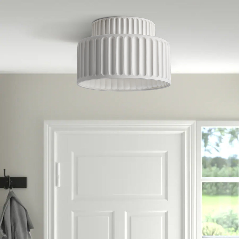 Lampada da soffitto Ribcone – Resina sostenibile – Bianco – Compatta – Design retro per soggiorno e cucina