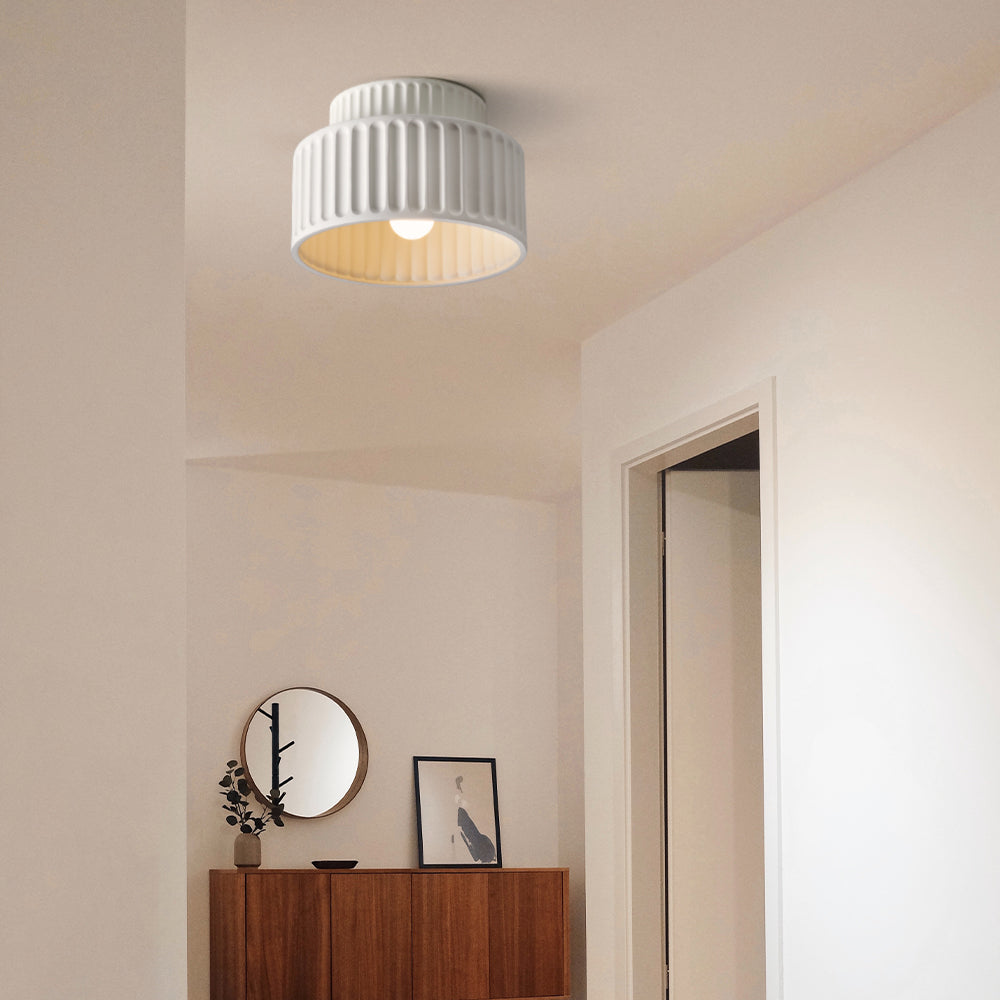 Lampada da soffitto Ribcone – Resina sostenibile – Bianco – Compatta – Design retro per soggiorno e cucina