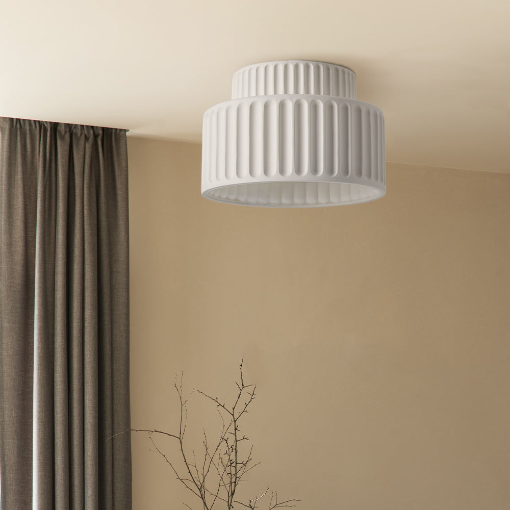Lampada da soffitto Ribcone – Resina sostenibile – Bianco – Compatta – Design retro per soggiorno e cucina