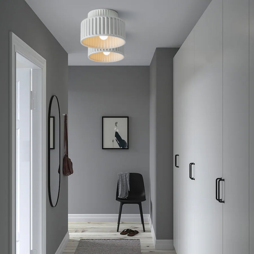 Lampada da soffitto Ribcone – Resina sostenibile – Bianco – Compatta – Design retro per soggiorno e cucina